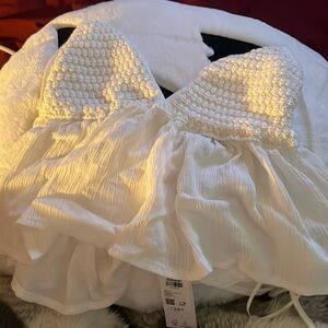 Garage crochet white halter top